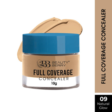 Beauty Berry Full Coverage Concealer, Easy to Blend, Ultra Lightweight & Long Lasting Concealer | Creamy Texture, Highly Pigmented, Waterproof Concealer for Face Makeup (NATURAL GLOW-09, 1)